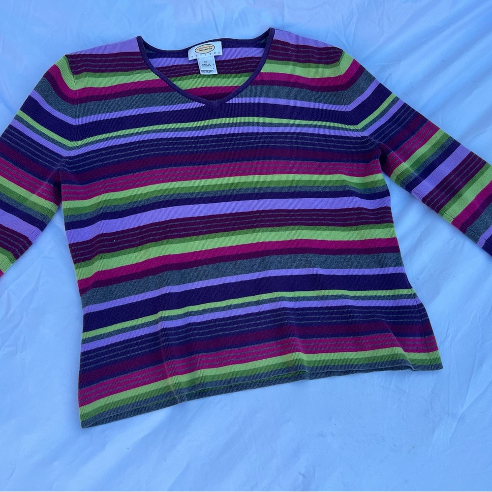Purple and Green striped long sleeve tee